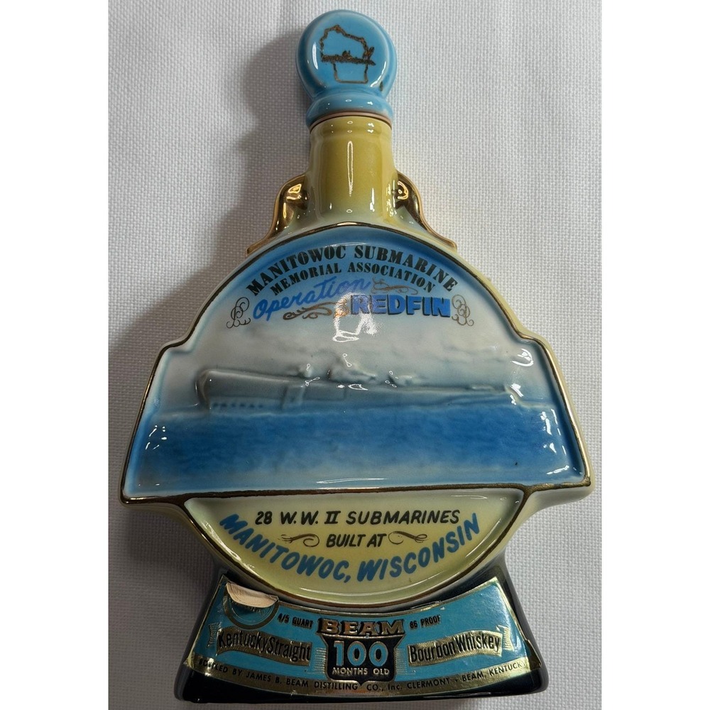 Jim Beam 1970 Operation Redfin Manitowoc Submarine Memorial Decanter Regal China